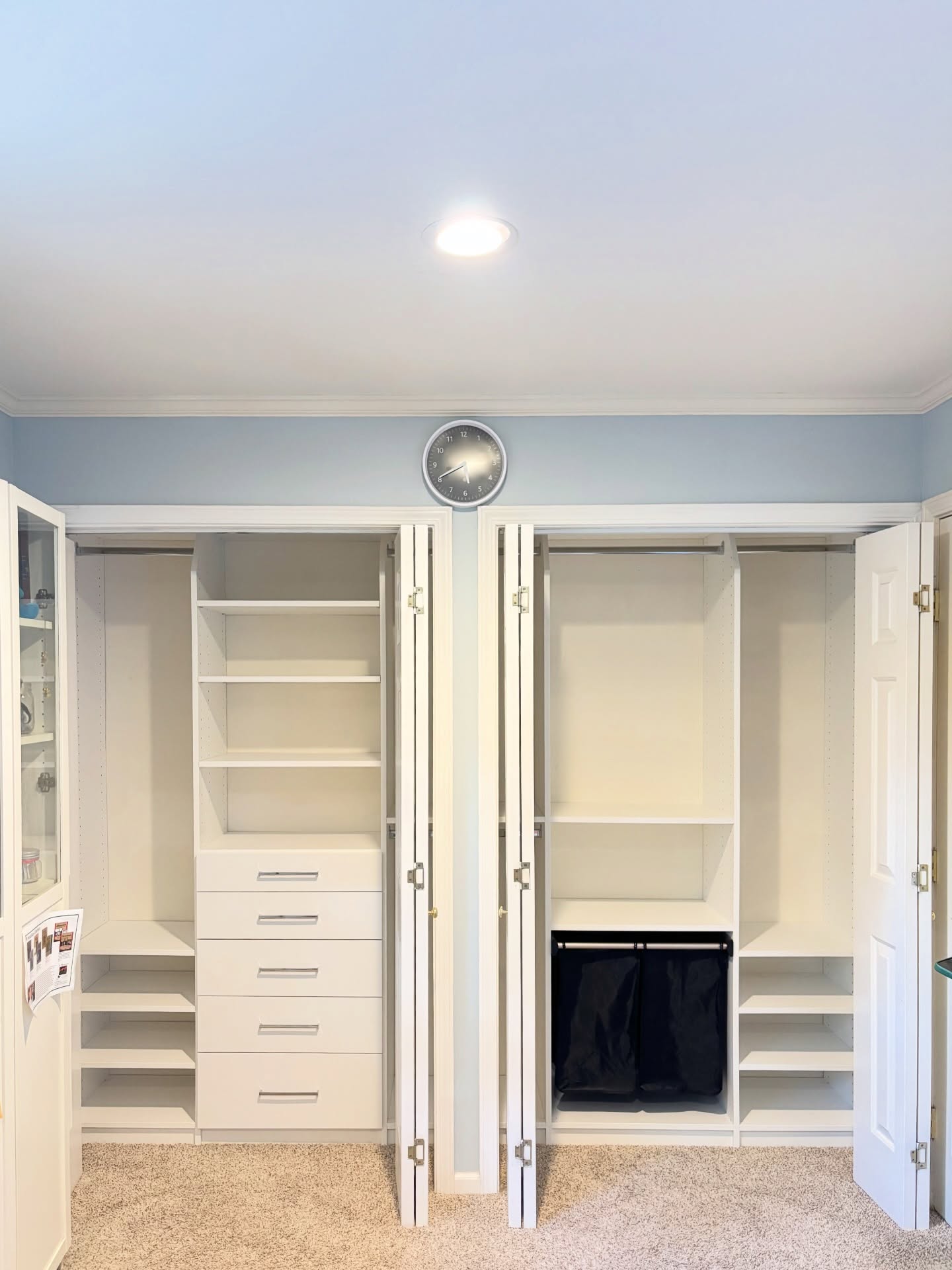 Reach-in closet with drawer stack